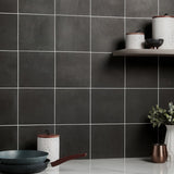 Elizabeth Sutton Charcoal Black Matte Porcelain Tile 8x8
