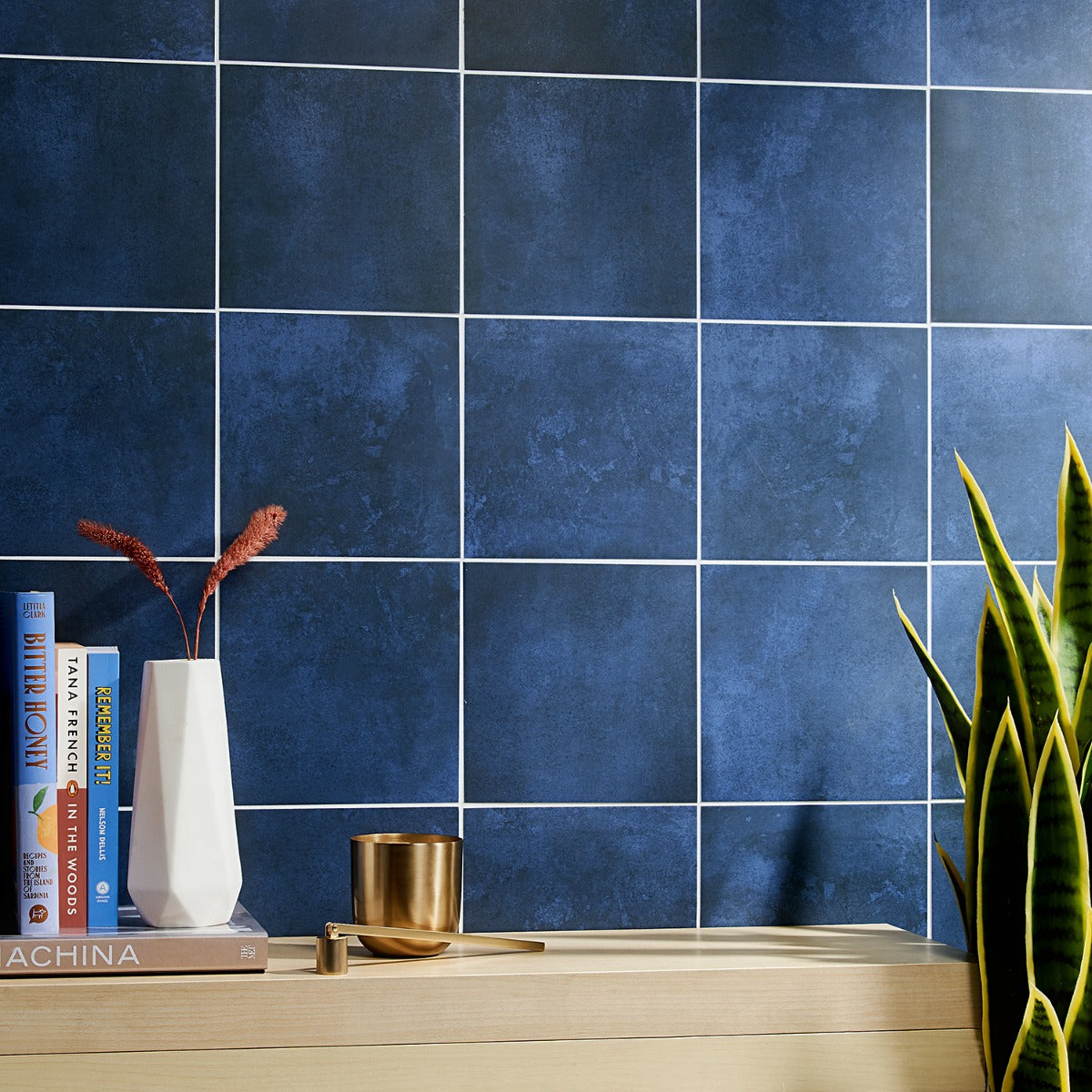 Art Geo Blue 8x8 Matte Porcelain Tile by Elizabeth Sutton