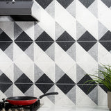 Art Geo Deco Charcoal Black Matte Porcelain Tile by Elizabeth Sutton - 8x8