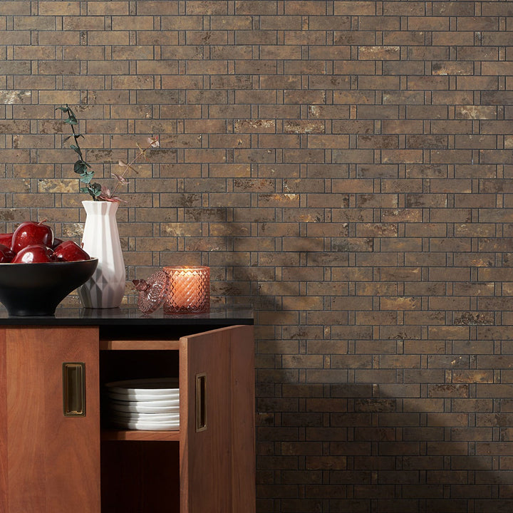 Portrait Copper Weave Matte Porcelain Mosaic Tile - Lux Tile