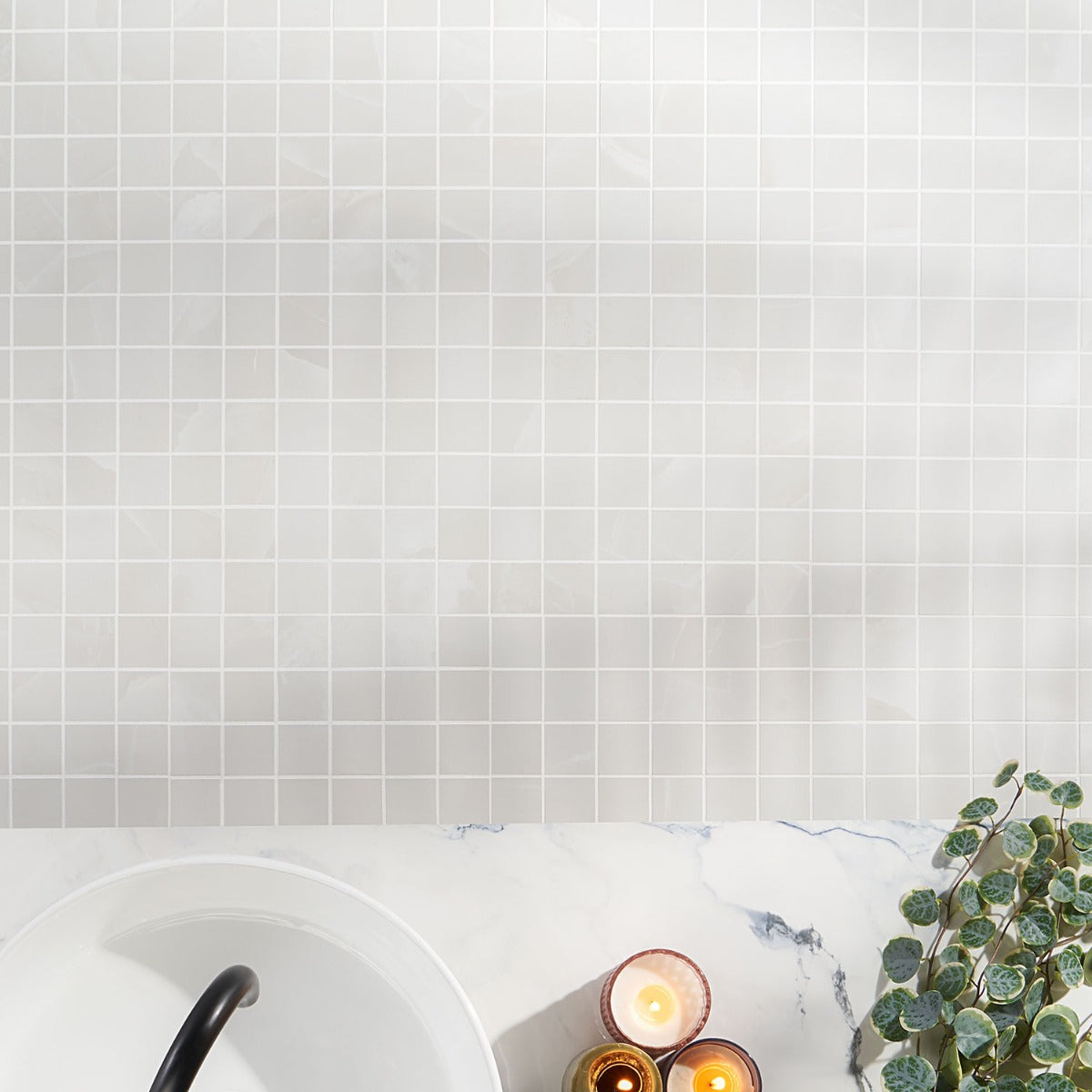 DreamStone Aztec Onyx Bianco 2x2 Matte Porcelain Mosaic Tile