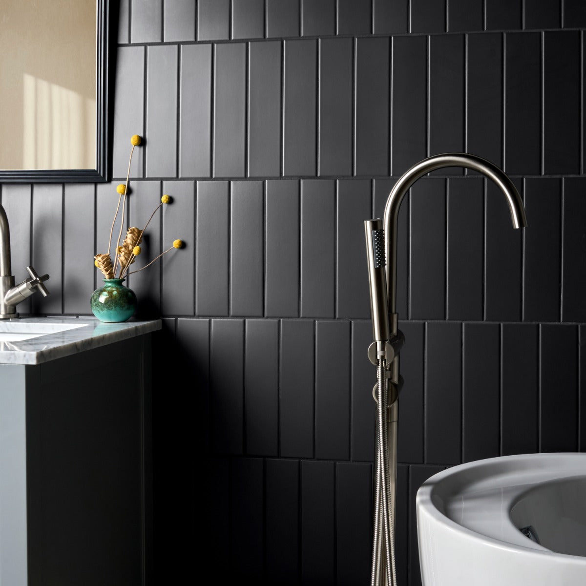 Roller Black 3x11 Matte Porcelain Subway Tile - Lux Tile