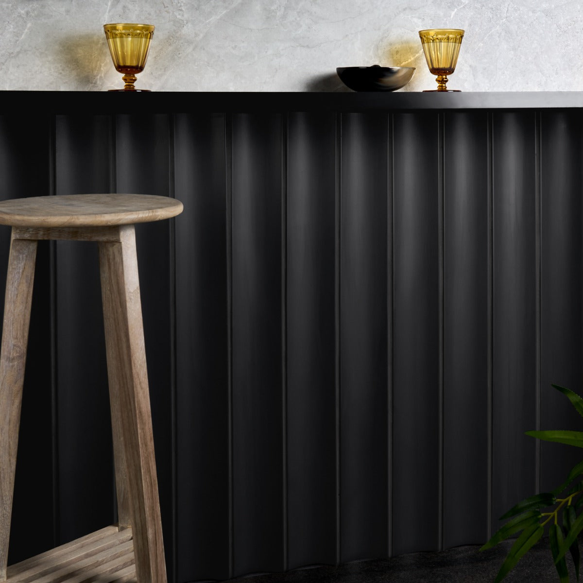 Roller Black Fluted Column 4x36 Matte Ceramic Tile - Handmade in Italy