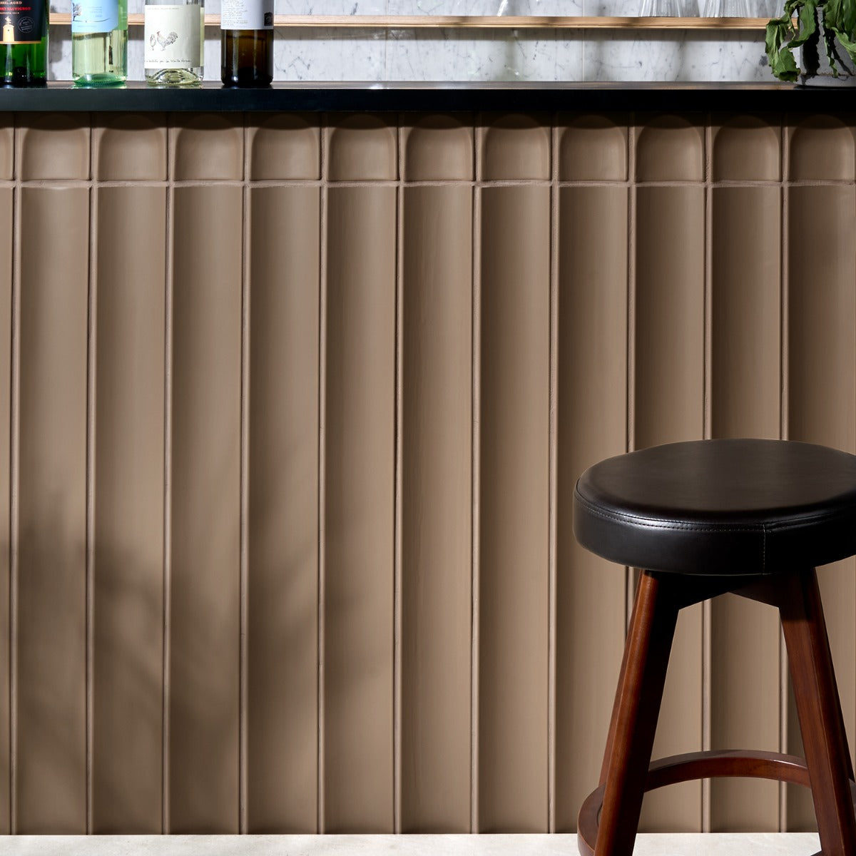 Roller Taupe Fluted Column 4x36 3D Handmade Matte Ceramic Tile