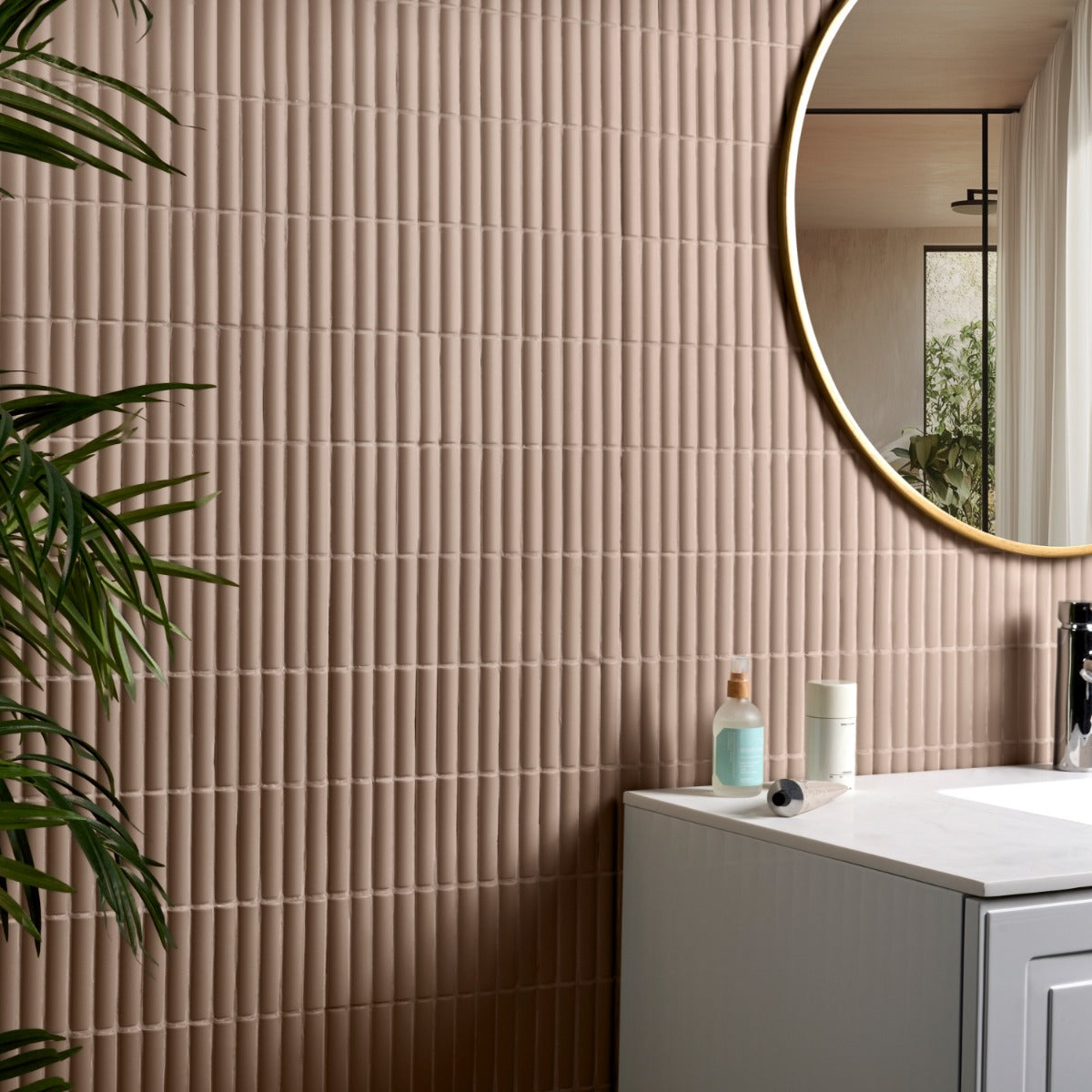 Roller Ribbed Taupe 4x12 3D Matte Ceramic Tile - Lux Tile