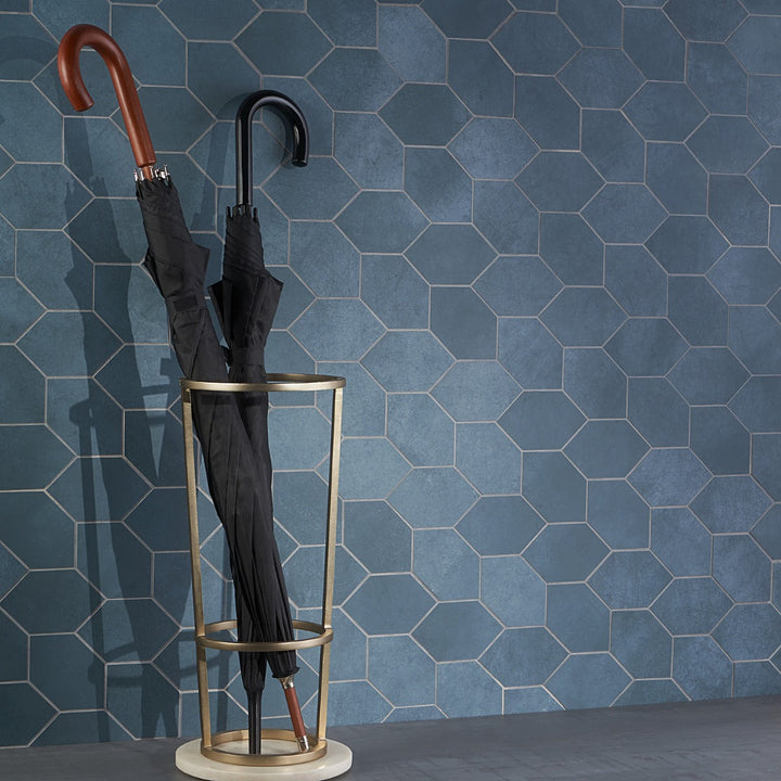 Bond Indio Blue Foliage Hexagon Matte Porcelain Mosaic Tile - Lux Tile