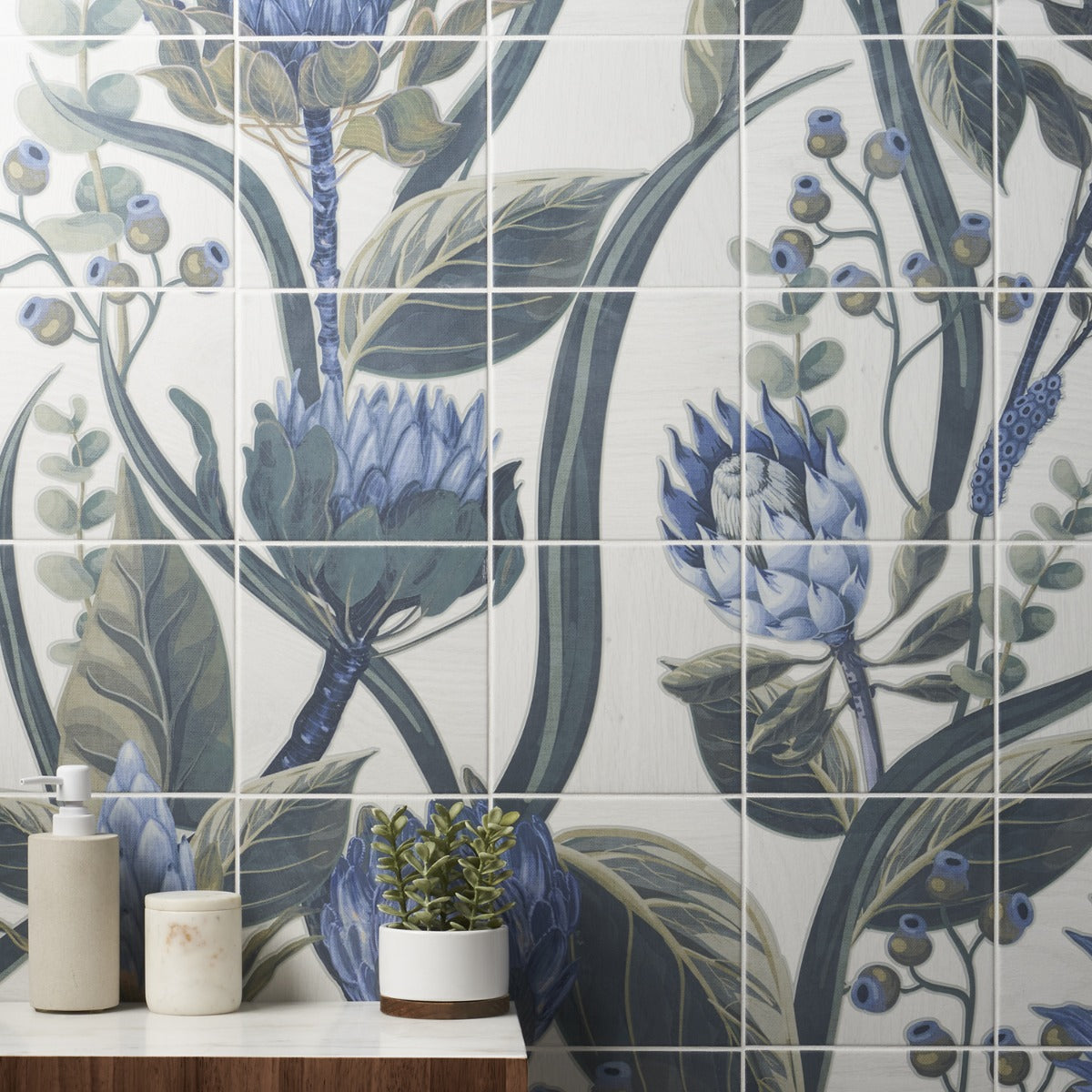 Angela Harris Wilder Protea Mural 8x8 Matte Porcelain Tile