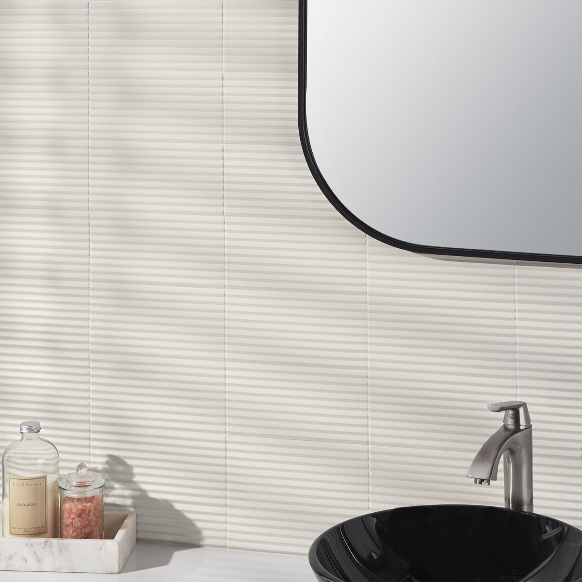 Zeal Linear 3D Matte Porcelain Tile - 5x10 White