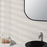 Zeal Linear 3D Matte Porcelain Tile - 5x10 White