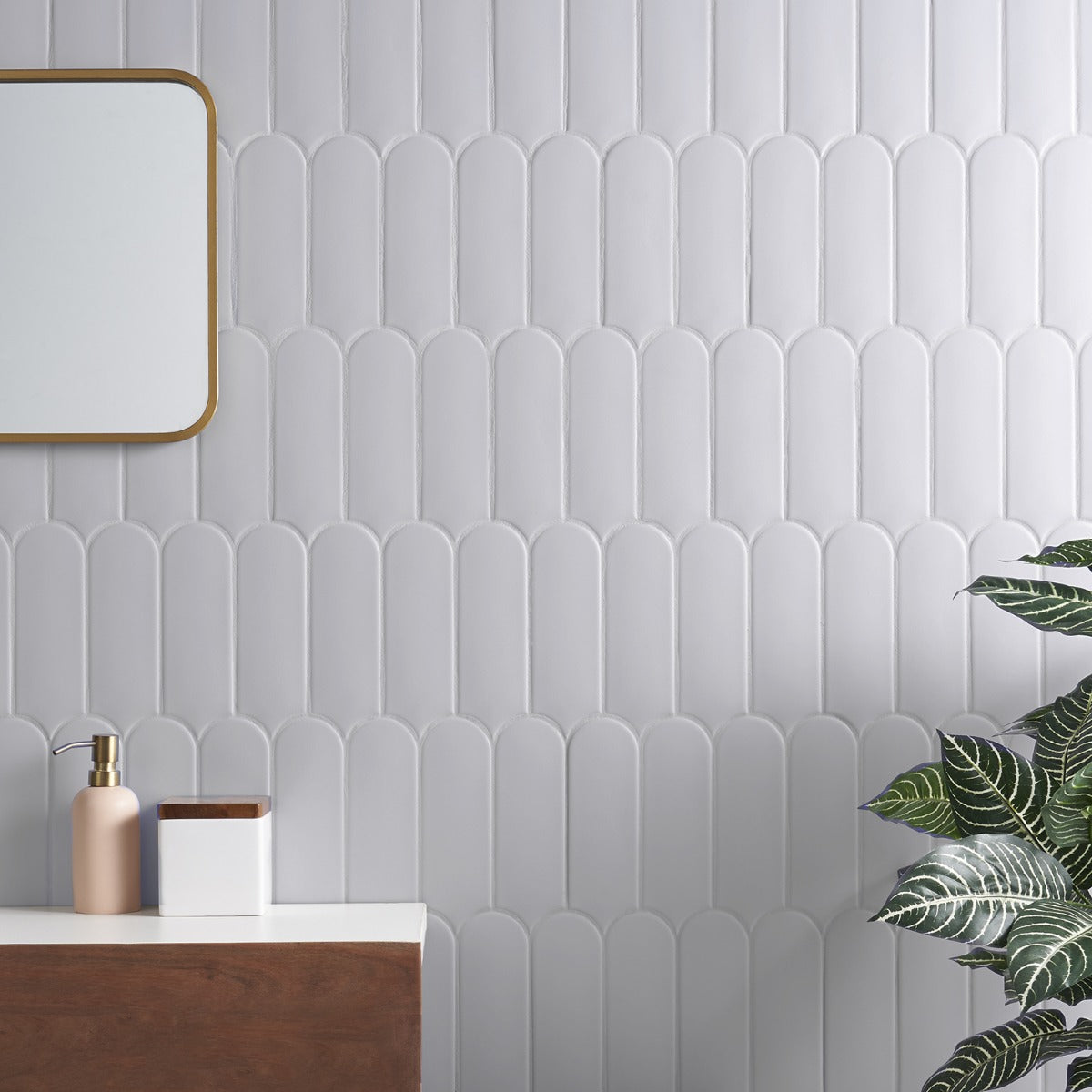 Parry Mist Gray 3x8 Fishscale Matte Ceramic Wall Tile - Lux Tile