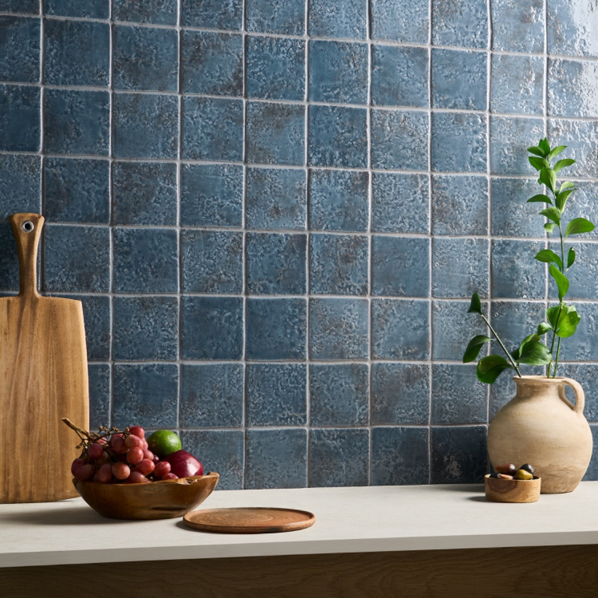 Greta Midnight Blue 5x5 Glossy Textured Porcelain Tile