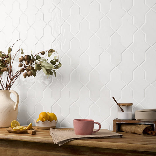 Lux Tile Parma Cruz White 5x8 Polished Porcelain Tile