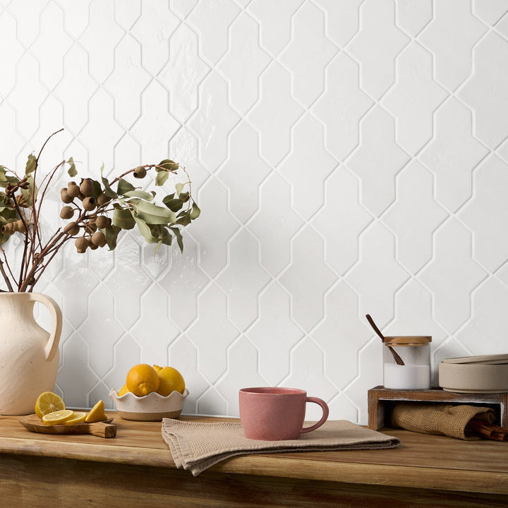 Lux Tile Parma Cruz White 5x8 Polished Porcelain Tile