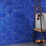 Cavallo Poseidon Blue 7" Hexagon Glossy Porcelain Tile - Lux Tile