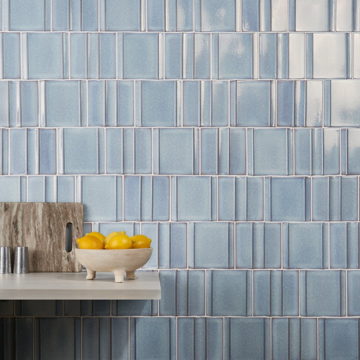 Kinro River Blue 6x6 3D Polished Porcelain Tile - Lux Tile