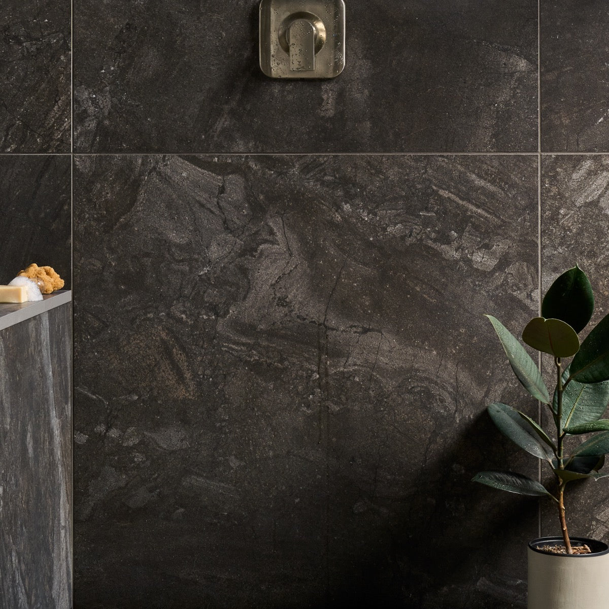 Santo Charcoal Black Matte Porcelain Tile 36x36 - Lux Tile
