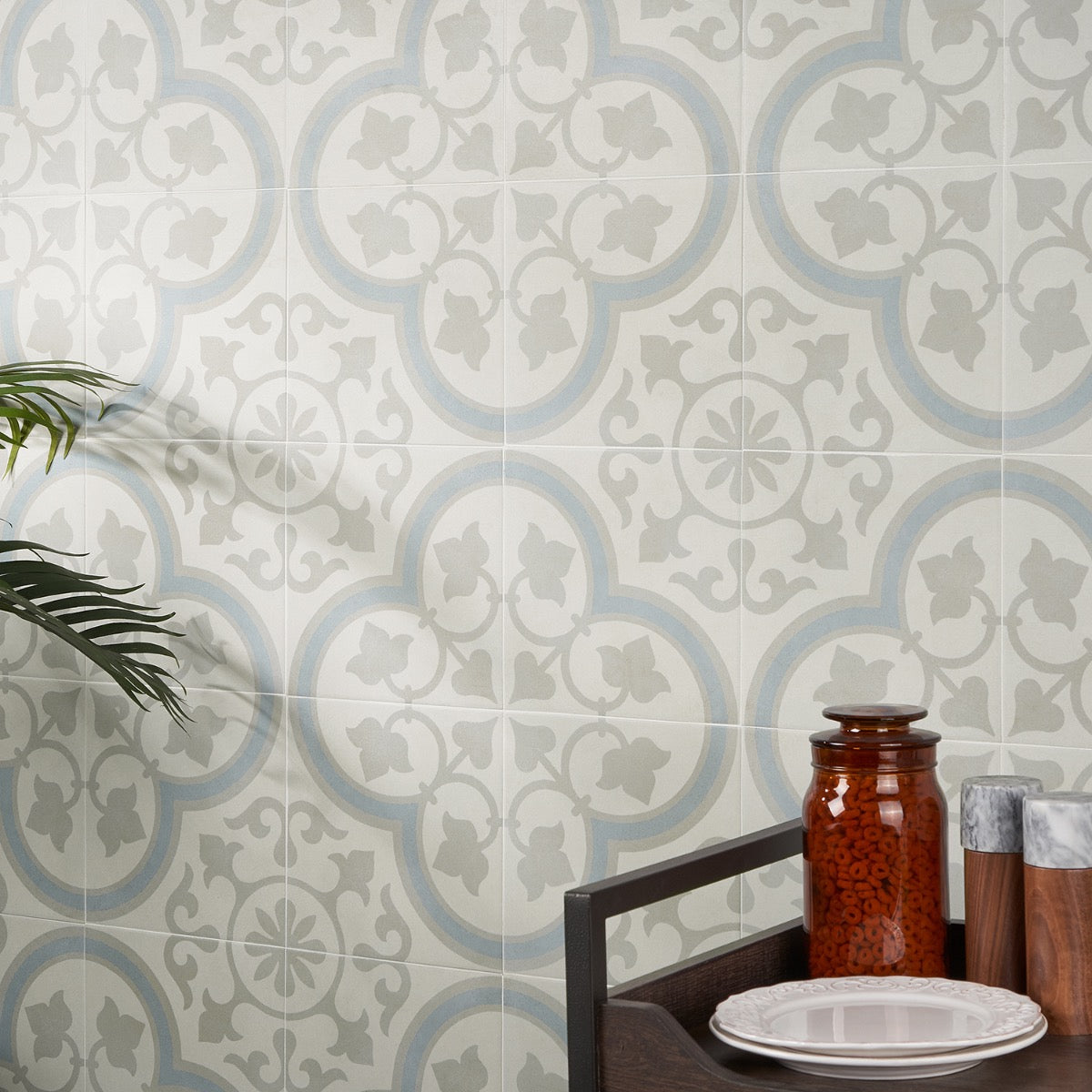 Lapaz Ornate Silver 9x9 Matte Porcelain Tile - Lux Tile