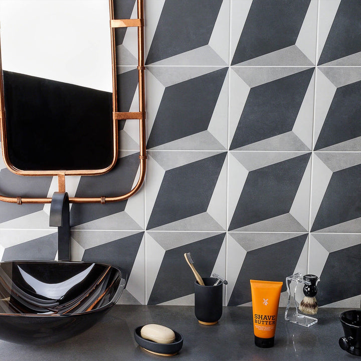 Cascais Block Gray 9x9 Matte Porcelain Tile by Lux Tile