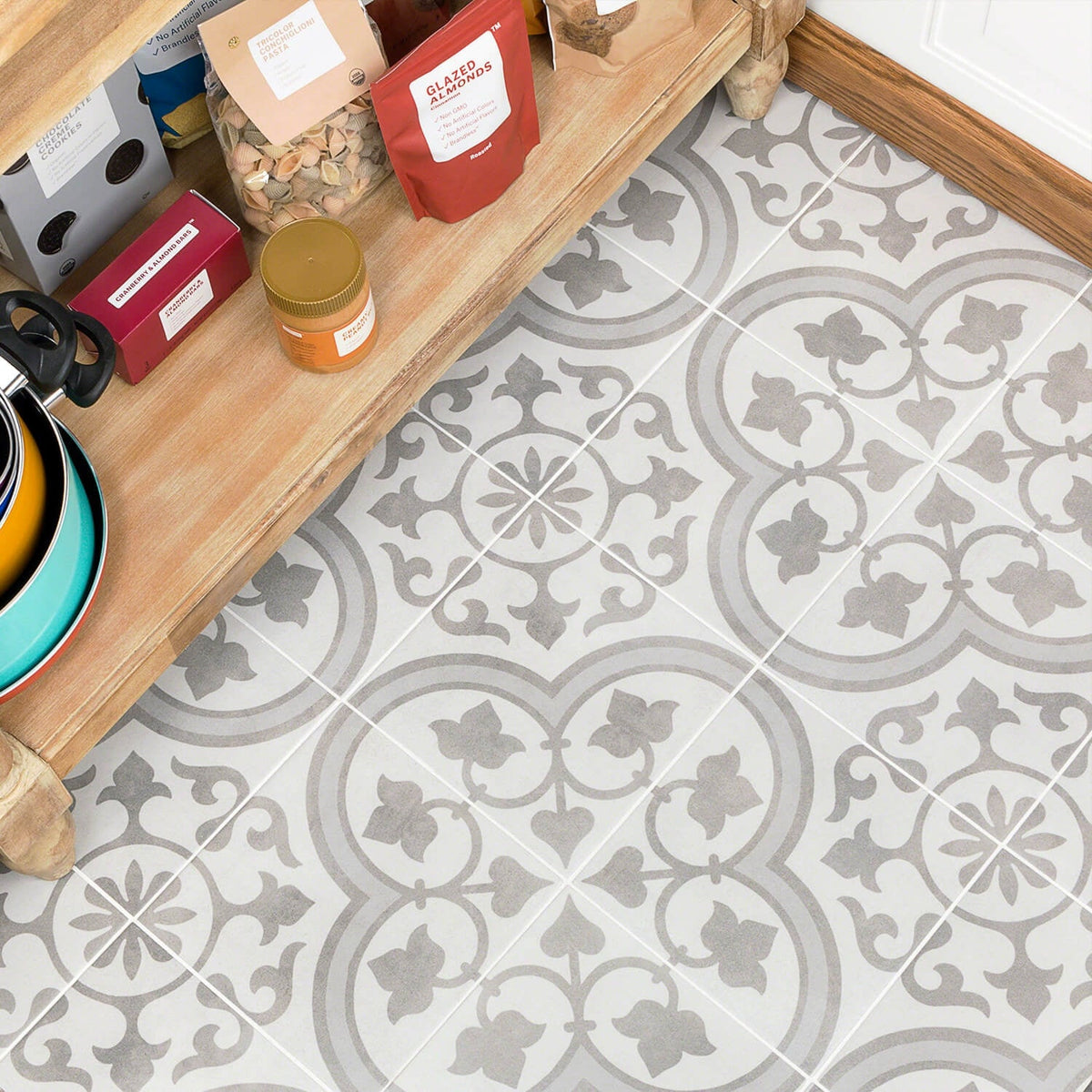 Cascais Silver Ornate 9x9 Matte Porcelain Tile - Lux Tile