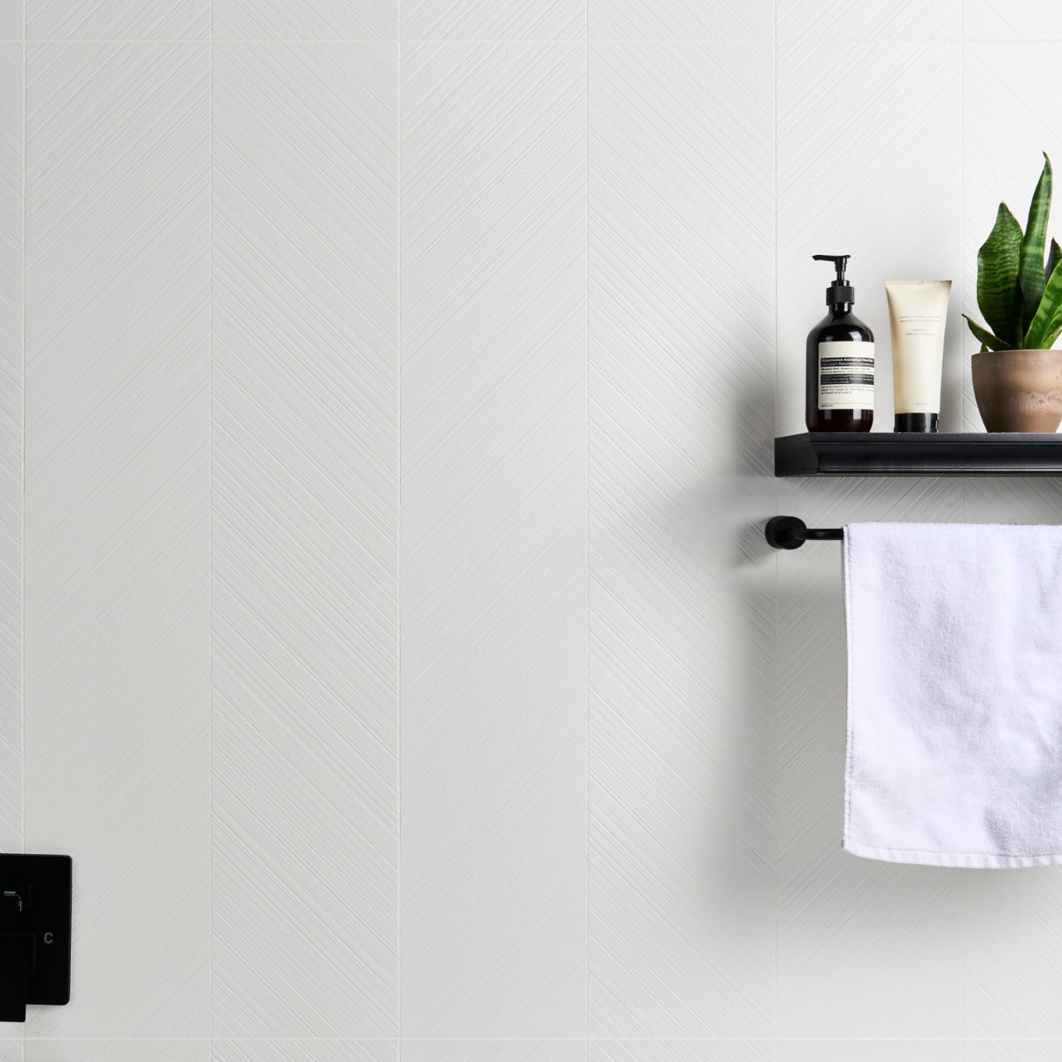 Plaster Arrow White 18x48 Textured Matte Ceramic Tile - Lux Tile