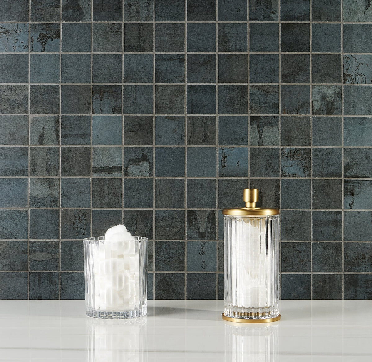 Angela Harris Metallic Blue Matte Porcelain Mosaic Tile 2x2