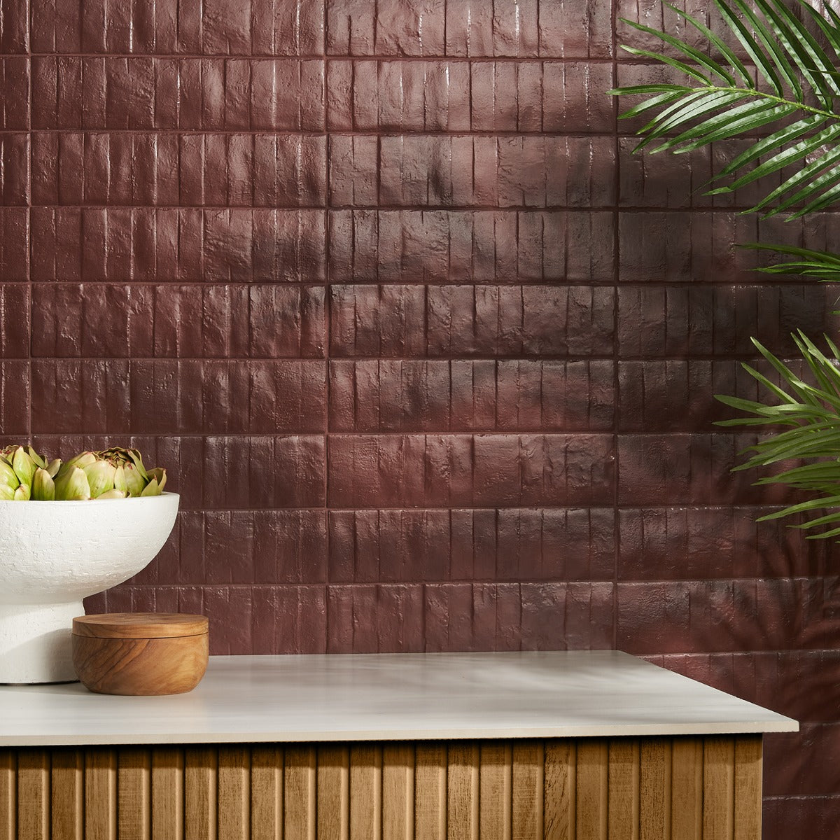 Lux Tile Rework Burgundy Matte Porcelain Subway Tile 3x12