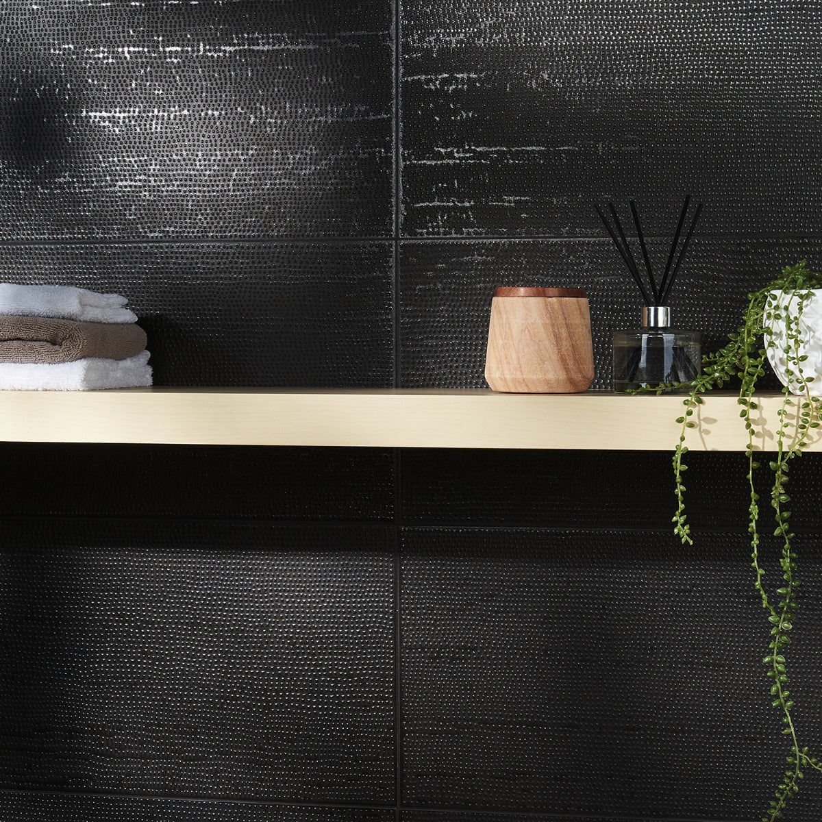 Lux Tile Rethink Decoro Leather Black 12x24 Textured Matte Porcelain Wall Tile