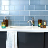 Vector Azul Blue 4x8 Polished Ceramic Subway Wall Tile