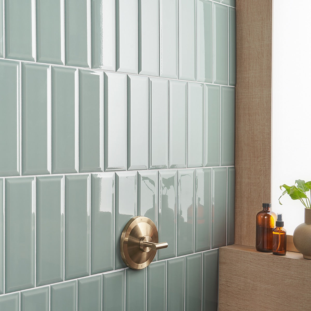 Lux Tile Rise Sage Green 4x12 Beveled Glossy Ceramic Subway Tile
