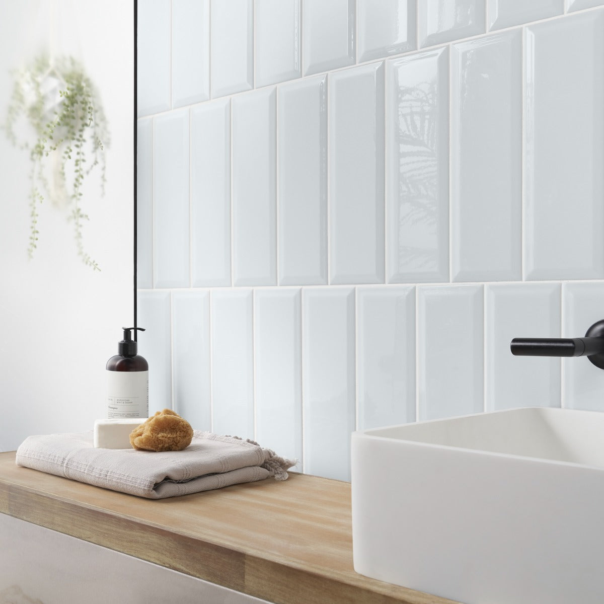 Lux Tile Rise Ice Blue 4x12 Beveled Glossy Ceramic Subway Tile