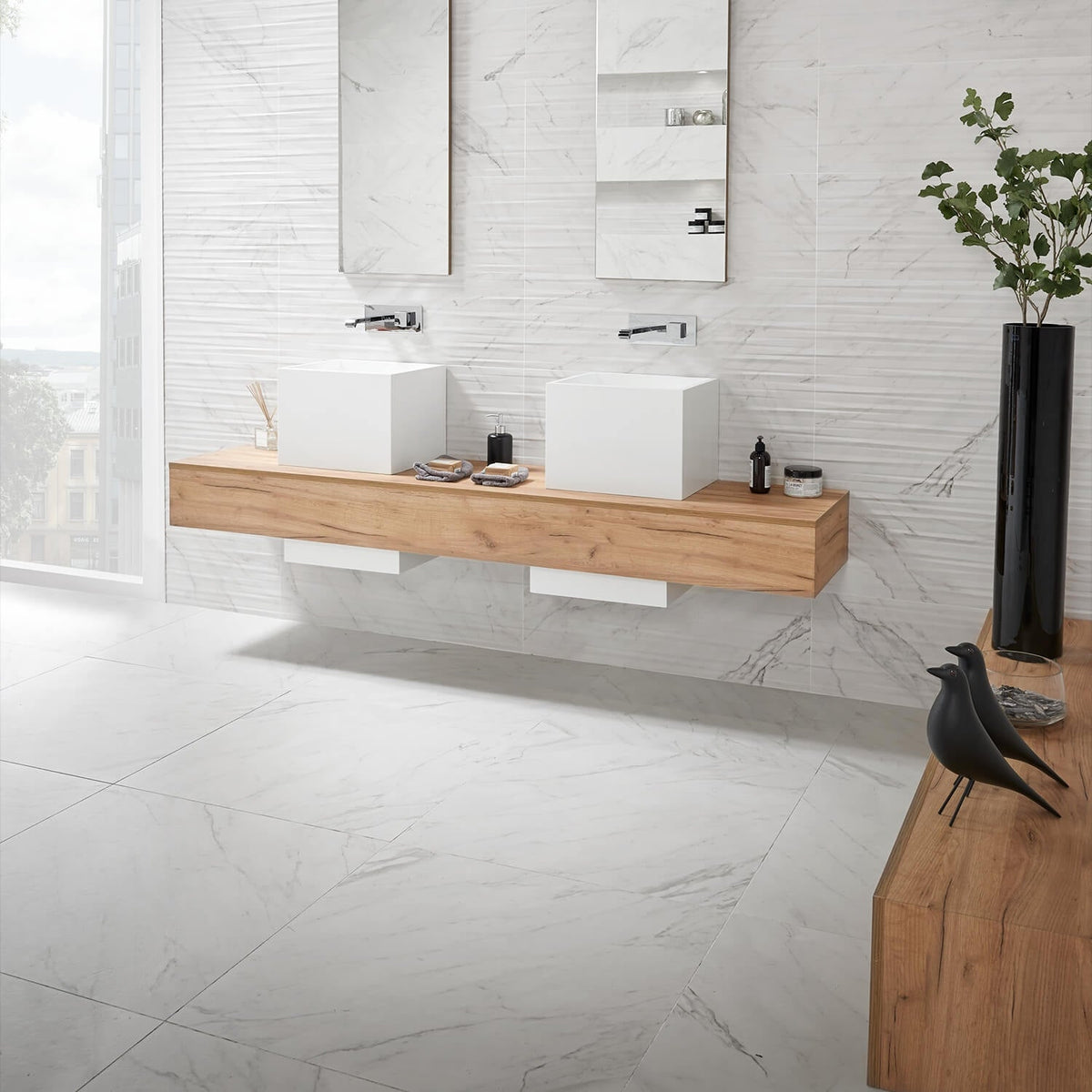 Belvedere Bianco Marble Look Porcelain Tile 30x30 - Lux Tile