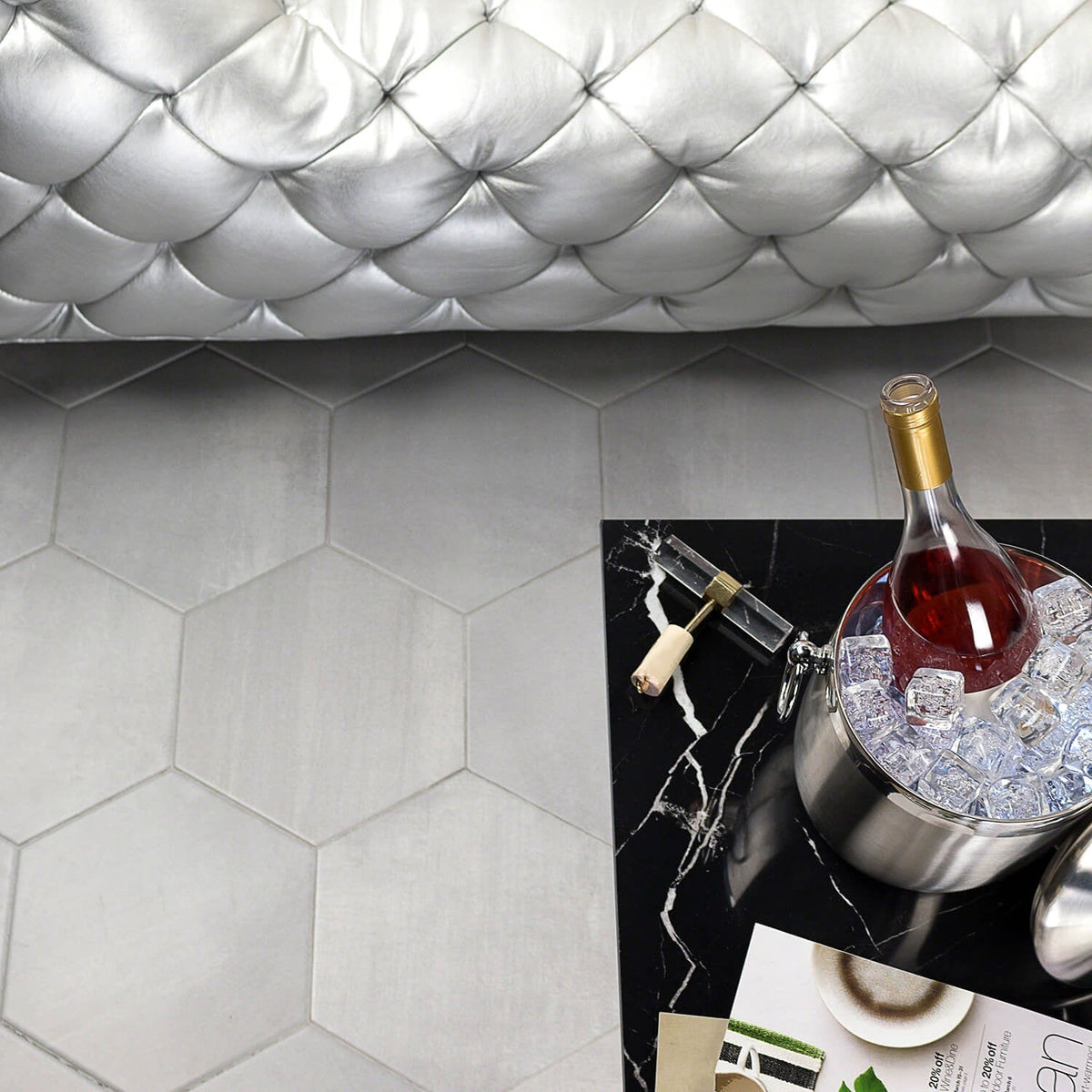 Paige Avorio Gray 10" Hexagon Matte Porcelain Tile - Lux Tile