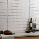 Axelle Ice White 3D Glossy Ceramic Subway Tile - 3x12