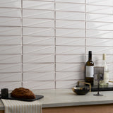 Axelle Ice White 3x12 3D Glossy Ceramic Subway Tile - Lux Tile
