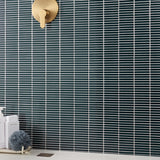 Kai Emerald Green 1x4" Tri-Stacked Glossy Porcelain Mosaic Tile