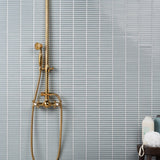 Kai Sky Blue 1x4" Tri-Stacked Glossy Porcelain Mosaic Tile
