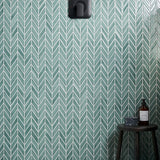 Brookline Chevron Marine Blue 1x5 Glossy Ceramic Mosaic Tile