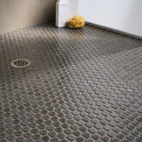 Nirvana Dark Gray Rimmed 1" Circle Polished Porcelain Mosaic Tile - Lux Tile