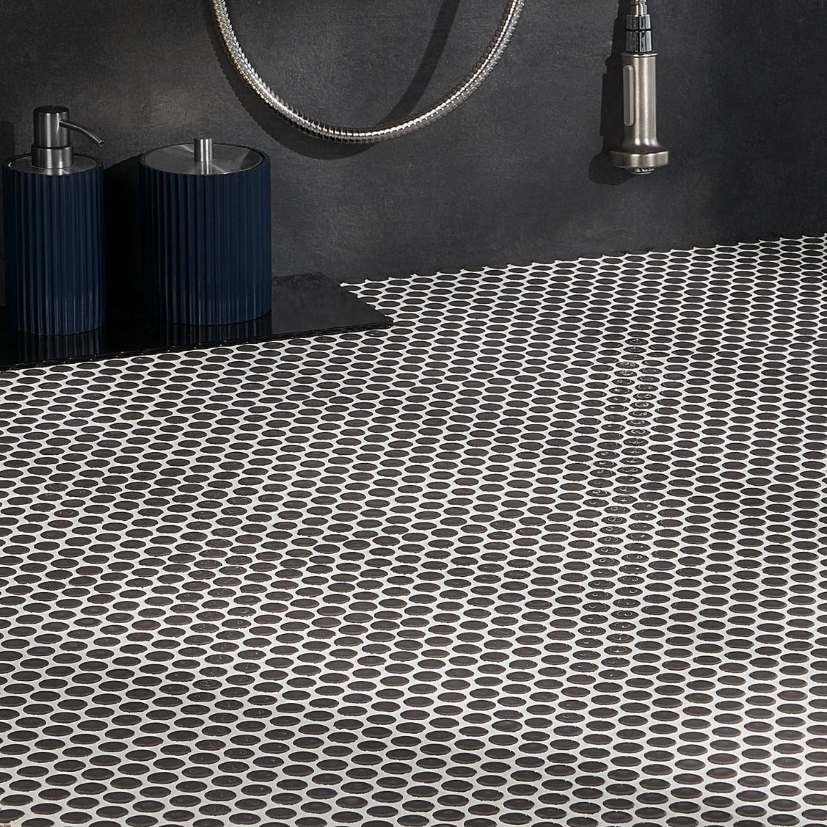 Eden Pavement Gray Penny Round Polished Porcelain Mosaic Tile