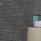 Eden Black 1" Hexagon Polished Porcelain Mosaic Tile