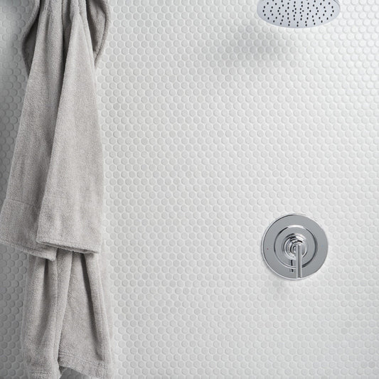 Eden White Penny Round Matte Porcelain Mosaic Tile for Bathrooms and Backsplashes