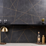Whitney Ardesia Charcoal Black and Gold Line 24x48 Matte Porcelain Wall Tile