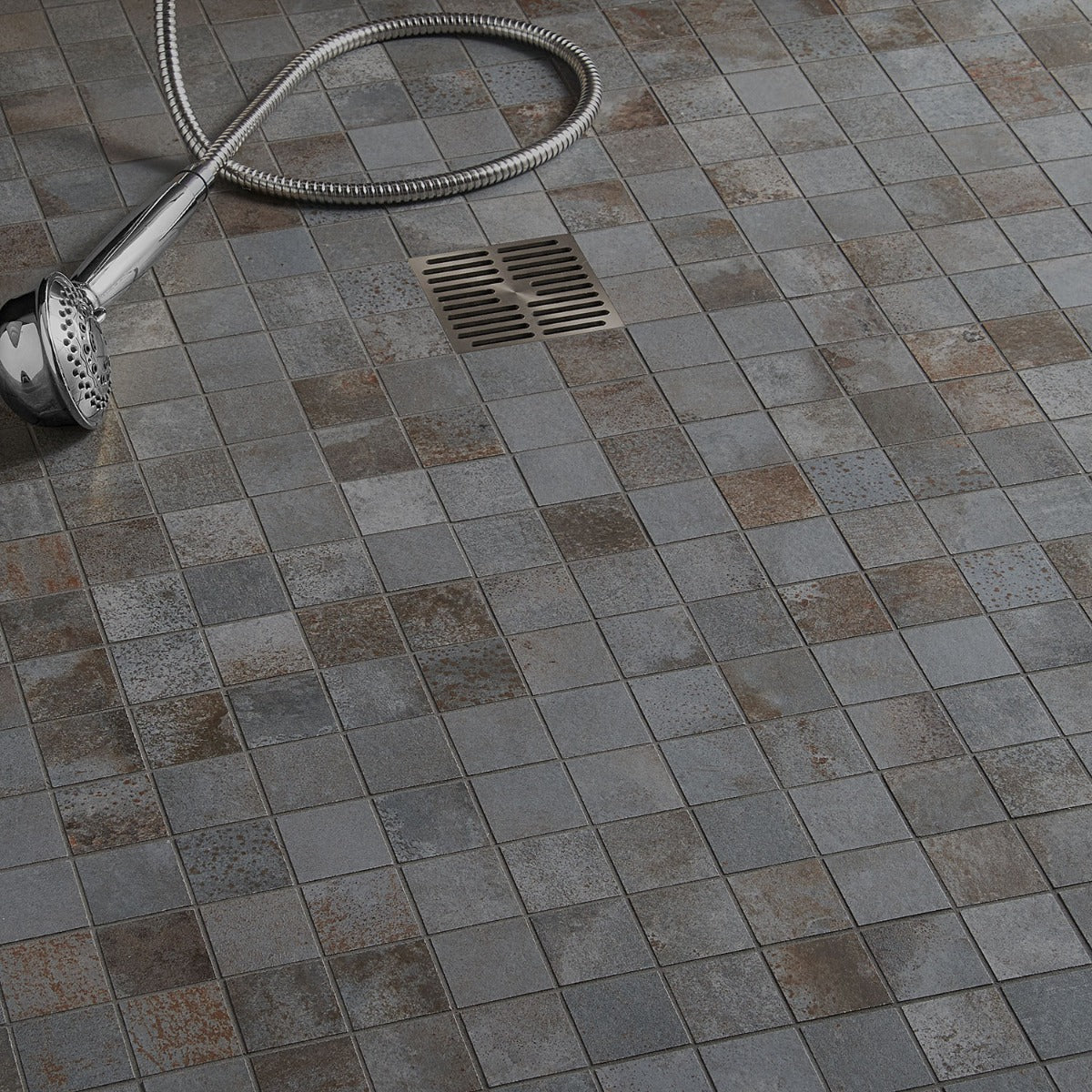 Angela Harris Flatiron Graphite Gray 2x2 Matte Porcelain Mosaic Tile