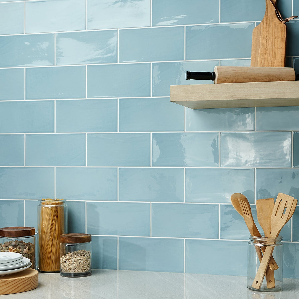 Lux Tile Aruba Blue 5x10 Polished Ceramic Subway Wall Tile