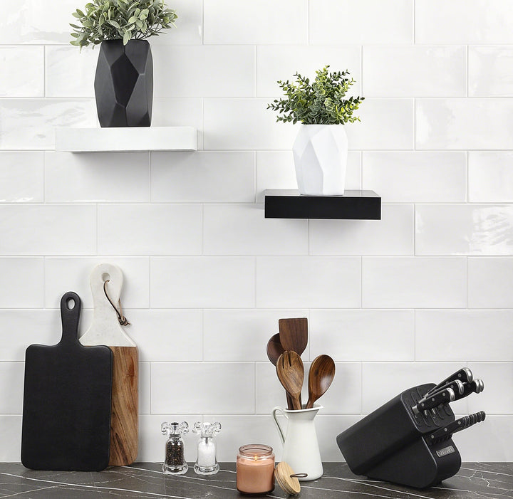 Aruba White 5x10 Polished Ceramic Subway Tile - Lux Tile