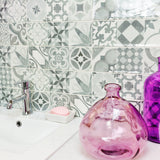 Santa Monica Cold Deco Gray 4x12 Polished Ceramic Wall Tile