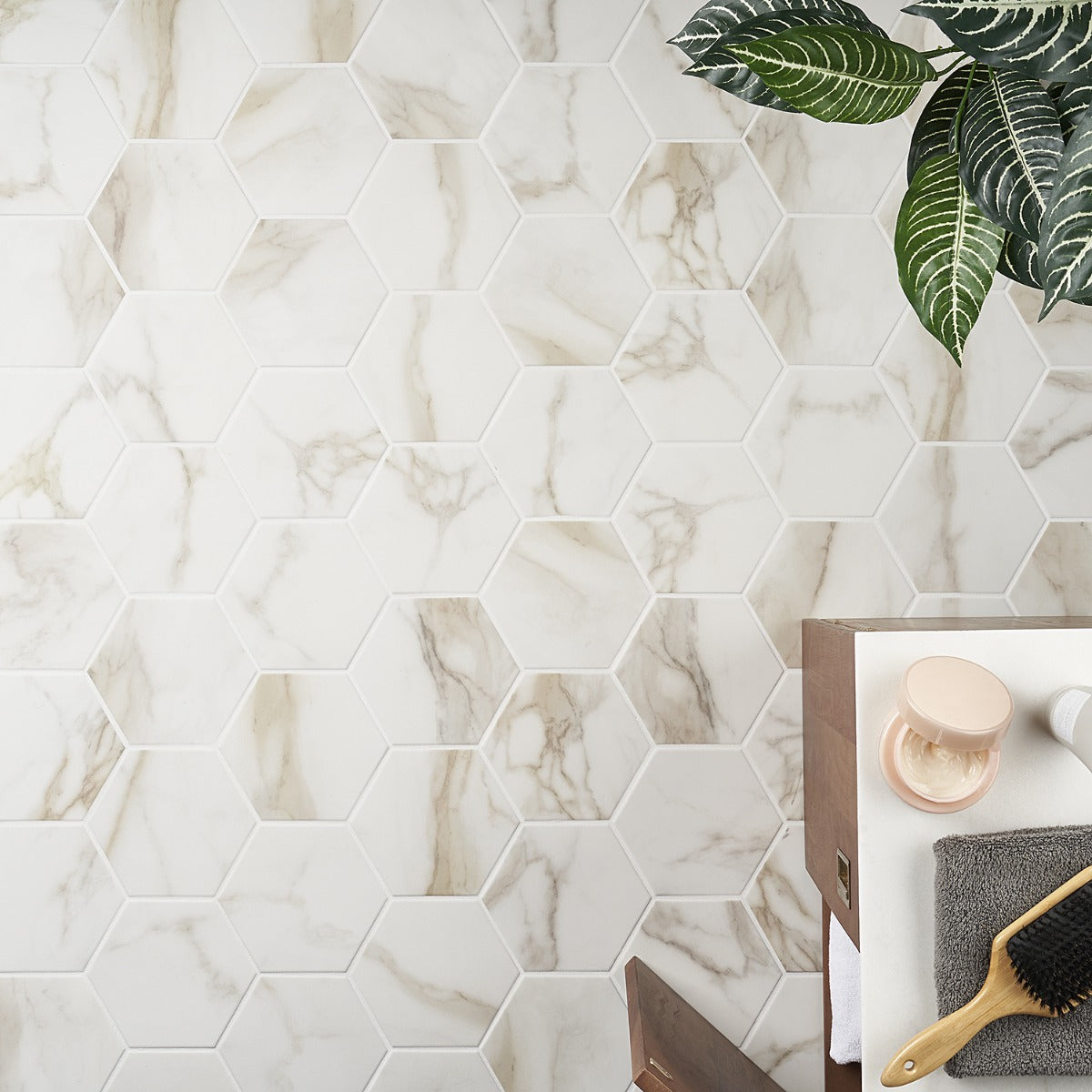 Amalfi Calacatta White 6" Hexagon Matte Porcelain Tile - Lux Tile