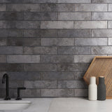 Kalay Antracite Gray 3x12 Glossy Ceramic Subway Tile - Lux Tile