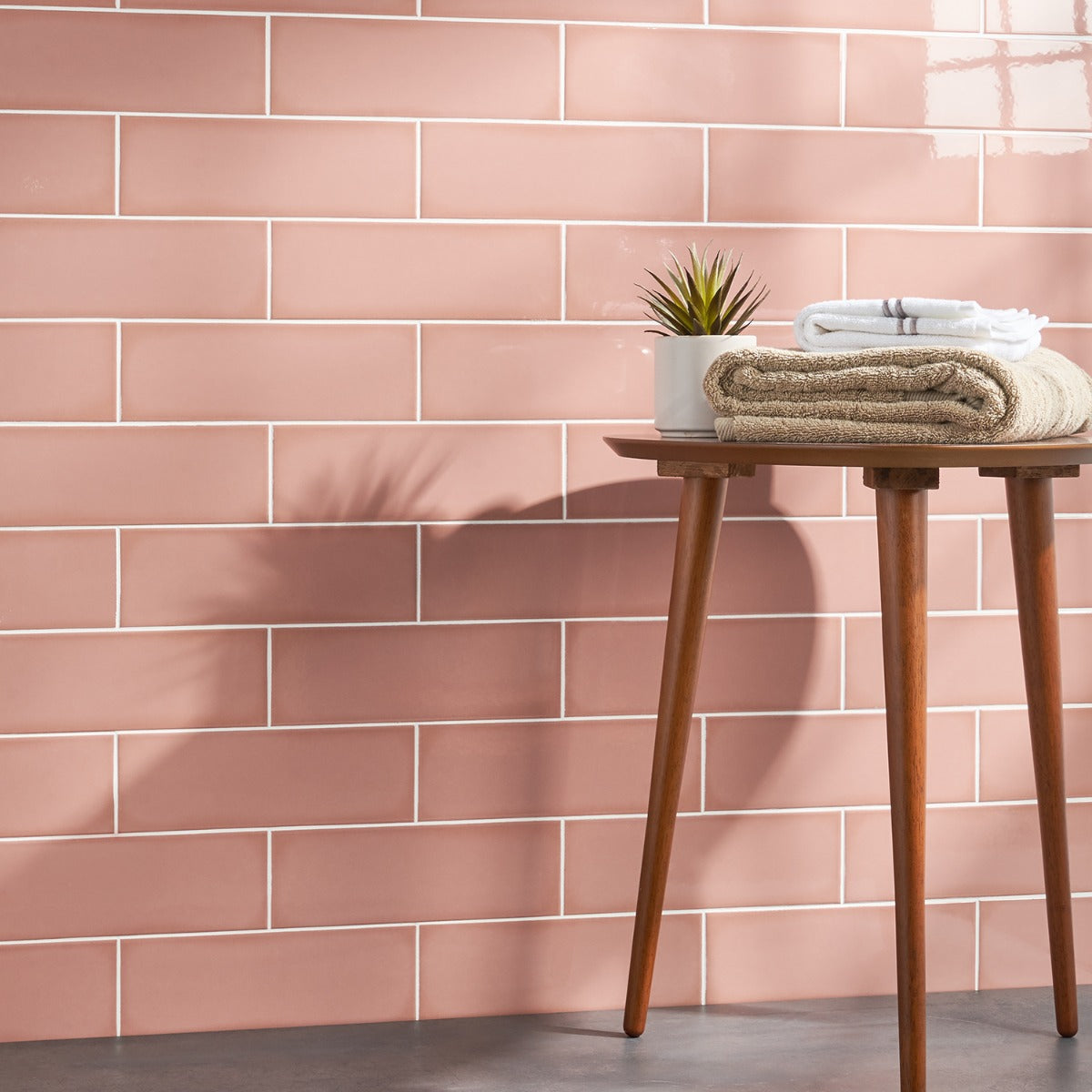 Lux Tile Park Hill Pink 4x12 Polished Porcelain Subway Tile
