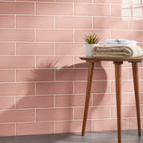 Lux Tile Park Hill Pink 4x12 Polished Porcelain Subway Tile